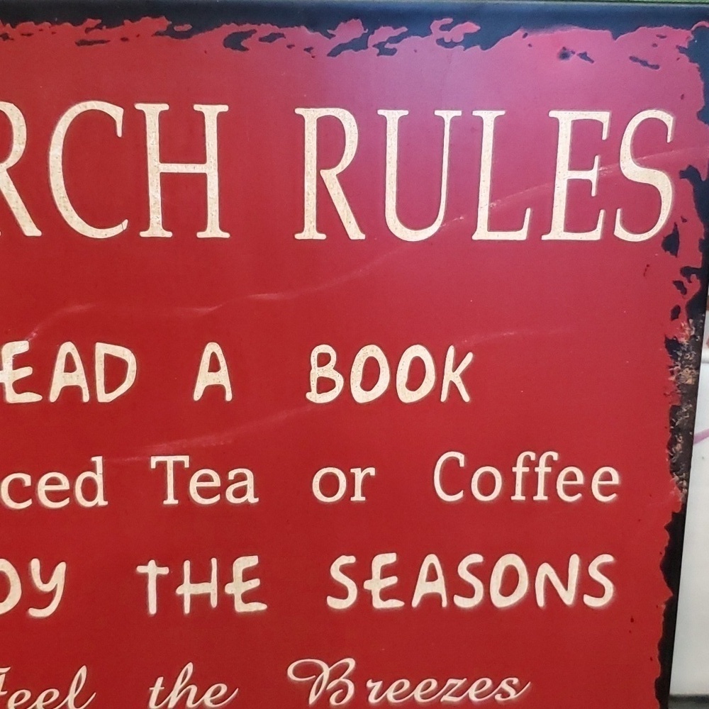 🍄 NWT RED METAL PORCH RULES - Picture 8 of 11
